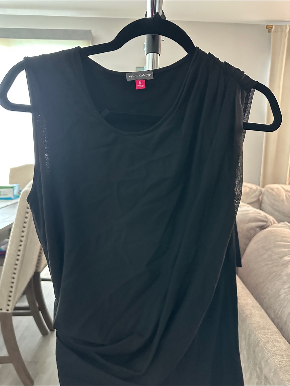 Vince Camuto Black Sleeveless Draped Camisole